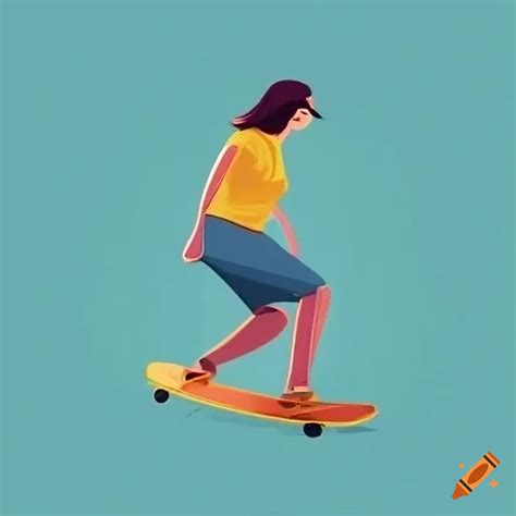 Woman Holding A Skateboard From Behind