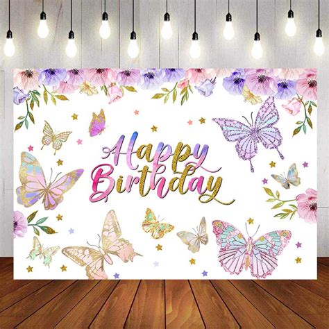 Beautiful Colorful Butterfly Birthday Backdrop For Photography Baby