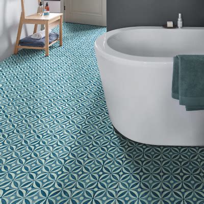 Apply vinyl flooring adhesive at the area of the toilet base with an adhesive trowel. Cement Tile Effect Sheet Vinyl Flooring Bathroom & Kitchen ...