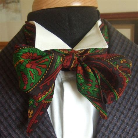 Victorian Bow Tie Cravat Ascot In Multi Coloured Silk Crepe Etsy
