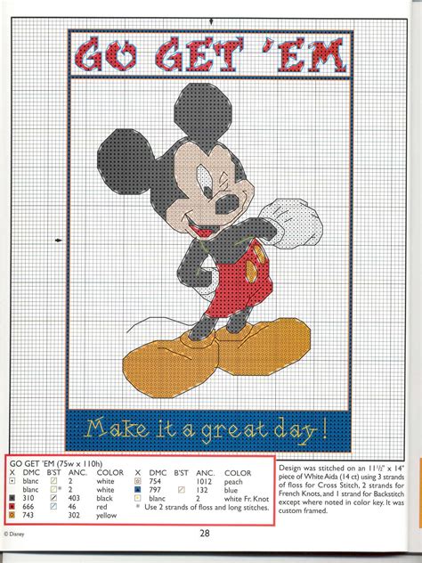 Mickey Mouse Counted Cross Stitch Patterns Stitch Character Disney