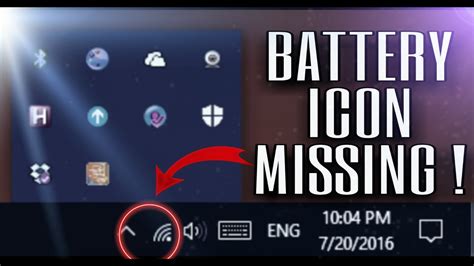 How To Fix Not Showing Battery Icon In Windows 108817 Youtube