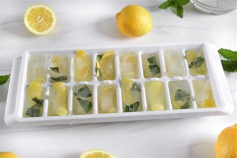 Lemon Ice Cubes With Mint The Produce Moms