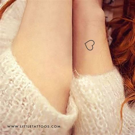 Small Heart Outline Temporary Tattoo Set Of 3 Little Tattoos