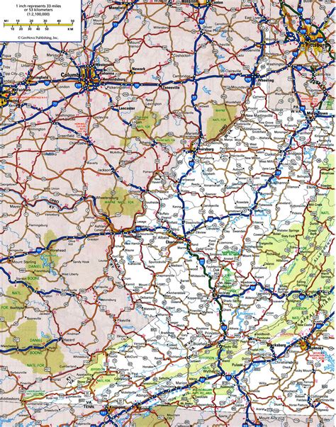 Virginia Roads Map With Cities And Towns State Gighway Freeway Free