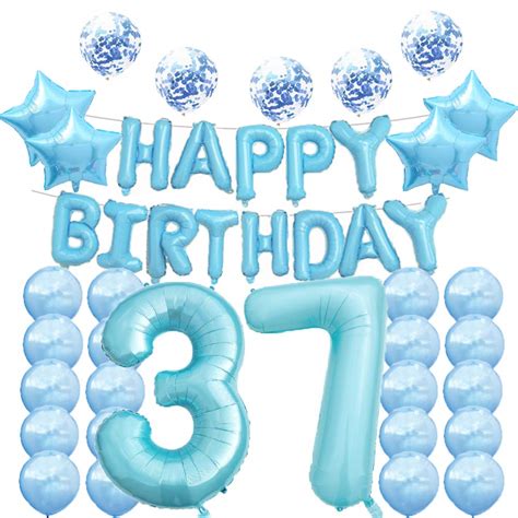 37th Birthday Decorations Party Supplies37th Birthday Balloons Blue