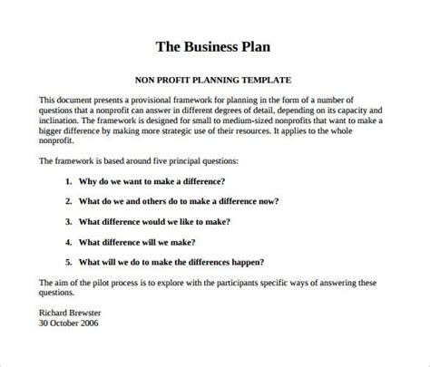 Business Plan Nonprofit Template