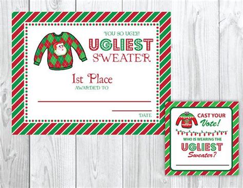 Ugly Sweater Certificate Template Card Template