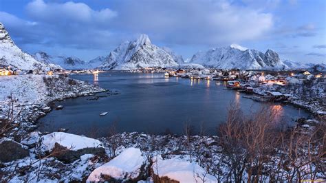 Скачать обои города пейзажи Norway Lofoten Islands норвегия