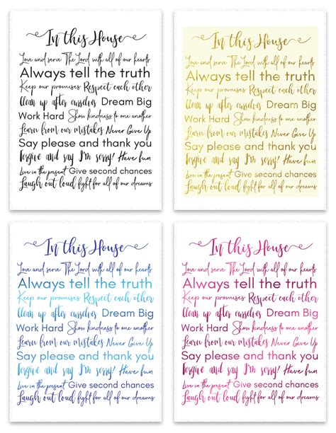 Household Rules Free Printable