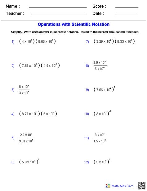 Scientific Notation Worksheet Grade 8