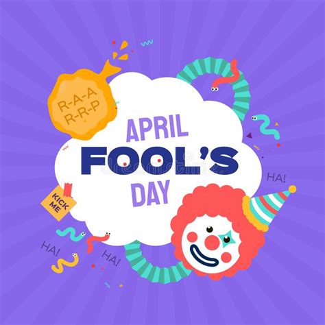 April Fools Day With Clown Character In Flat Cartoon Style April 1
