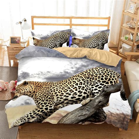 3d Animal Snow Leopard Printed Bedroom Decor Quilt Cover Queen Size