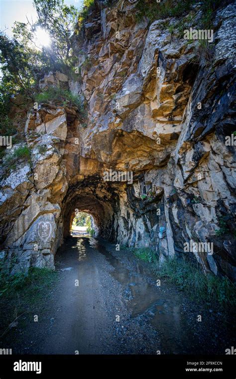 Tunnel Cut Through Rock On Historic Old Grafton Road New England