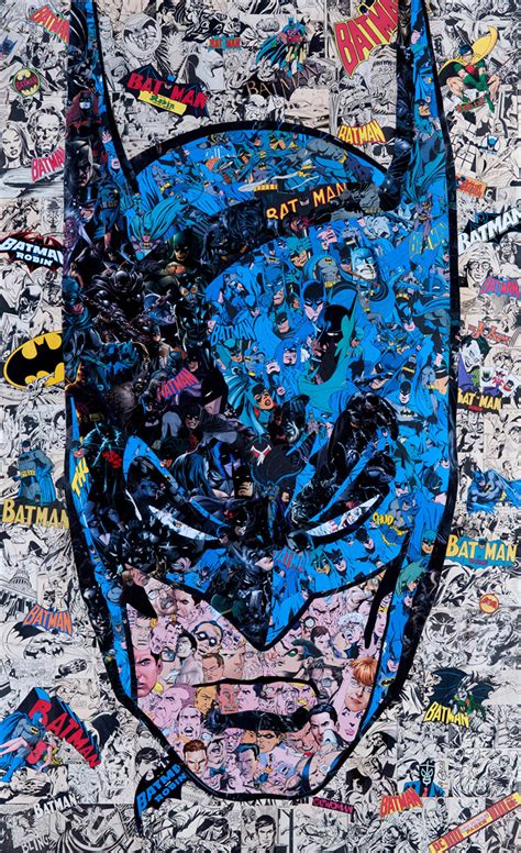 A Collage Portrait Of Batman Pieced Together Using Cut Up Pages From