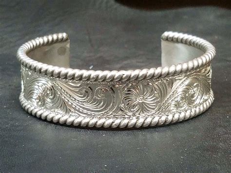 Solid Sterling Hand Engraved Cuff Bracelet ⋆ Cowboy Specialist