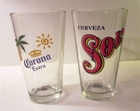 Popular Mexican Brand Beer Glasses Vintage One Pint Tumblers