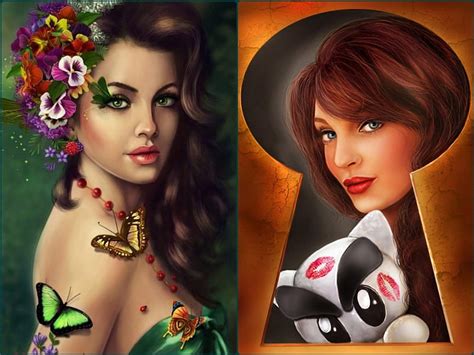 1920x1080px 1080p free download cynthia and vanessa brunette green keyhole redhead flowers