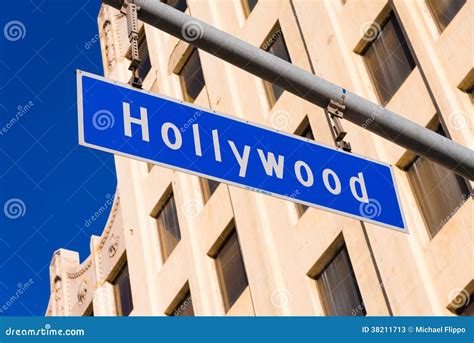Blue Hollywood Street Sign Stock Image Image Of America 38211713
