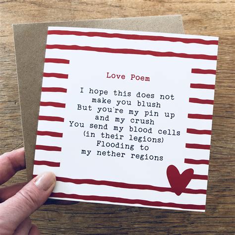 Cheeky Love Poem Card By Bespoke Verse Valentines Day Poems Valentine Poems For Him Love Poems