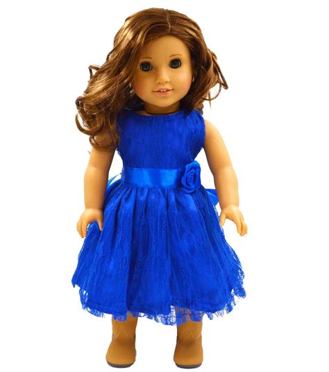 Wholesale Doll Clothes Fits 18 American Girl Handmade Blue Party Dress