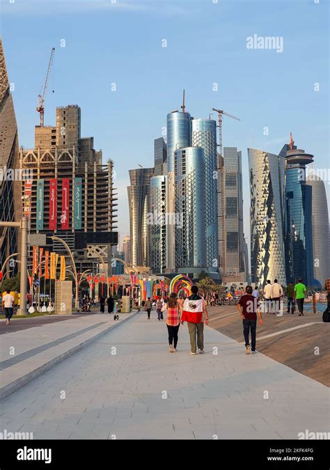 The Skyline Of The Modern And High Rising City Of Doha In Qatar Middle