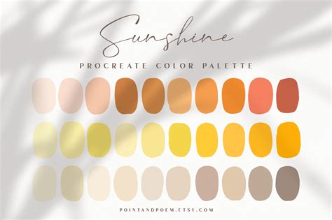 Sunshine And Dandelion Themed Procreate Color Palette Color Swatches