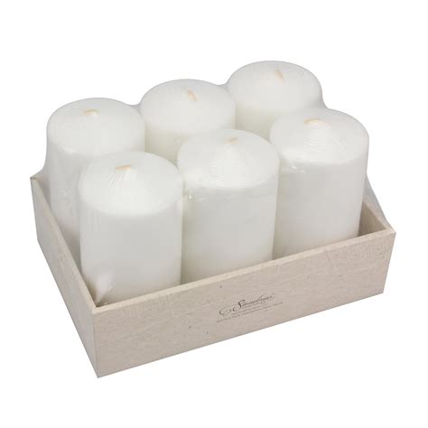 Stonebriar Tall 3 X 6 Inch Unscented White Pillar Candle Set Candle