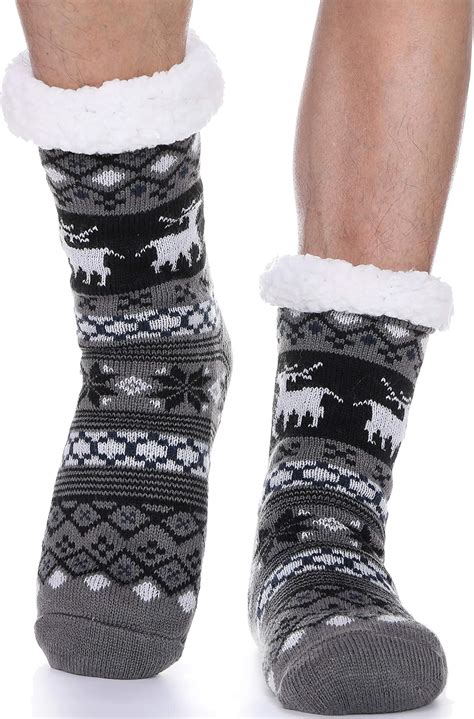Mens Slipper Socks Warm Fuzzy Thick Heavy Fleece Lined Fluffy Winter