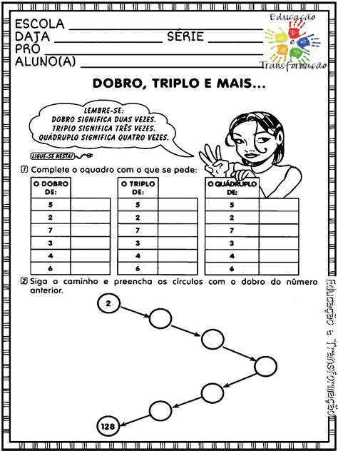 Atividade De Dobro E Triplo 2 Ano