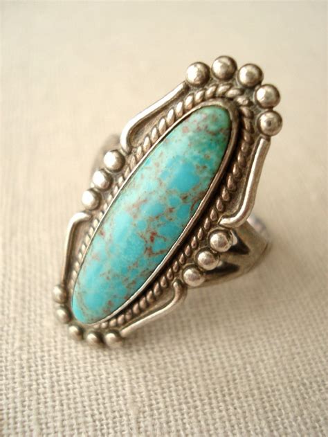 Vintage Bell Trading Post Turquoise And Sterling Silver Ring Etsy