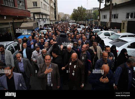 Tehran, Iran. 13th Oct, 2023. Iranian mourners attend a funeral