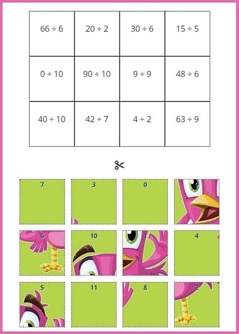 Math Division Puzzles Online Printable