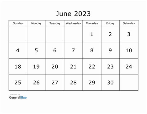 June 2023 Monthly Calendar Pdf Word Excel