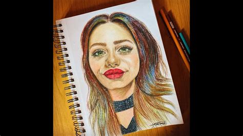 Drawing Portrait With Colored Pencils رسم بورتريه بالالوان Youtube