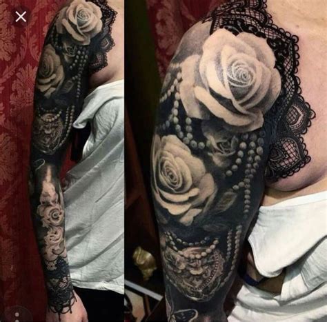 31 Sleeve Tattoo With Roses Sleeve Tattoos For Women Lace Tattoo
