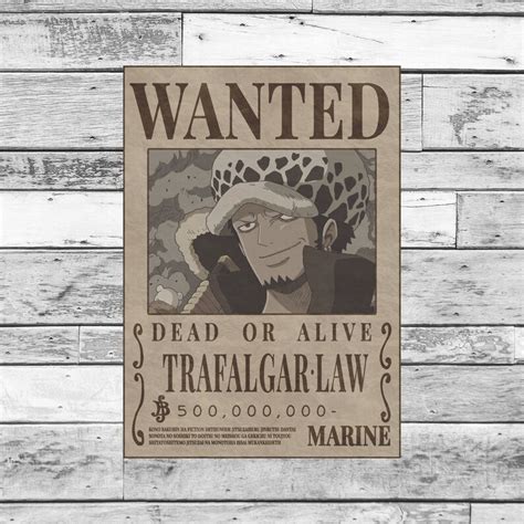 Trafalgar Law One Piece Wanted Bounty Posters Mugiwara Etsy
