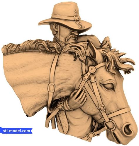 3d Bas Reliefs Model Cowboy With Horse Stl File For Cnc Routers