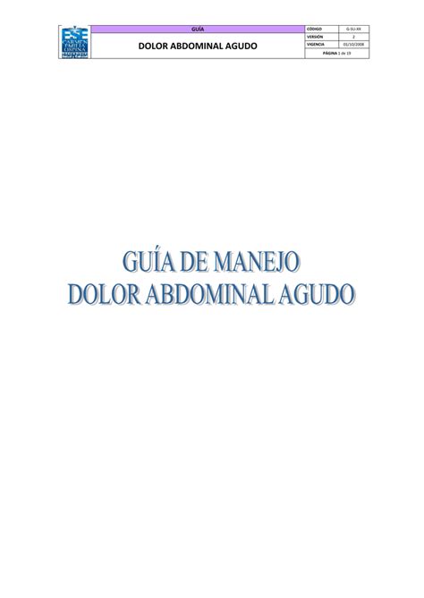 Algoritmo De Manejo Del Dolor Abdominal Agudo