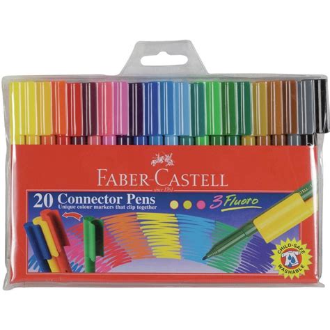 Faber Castell Connector Pen Assorted Wallet Of 20