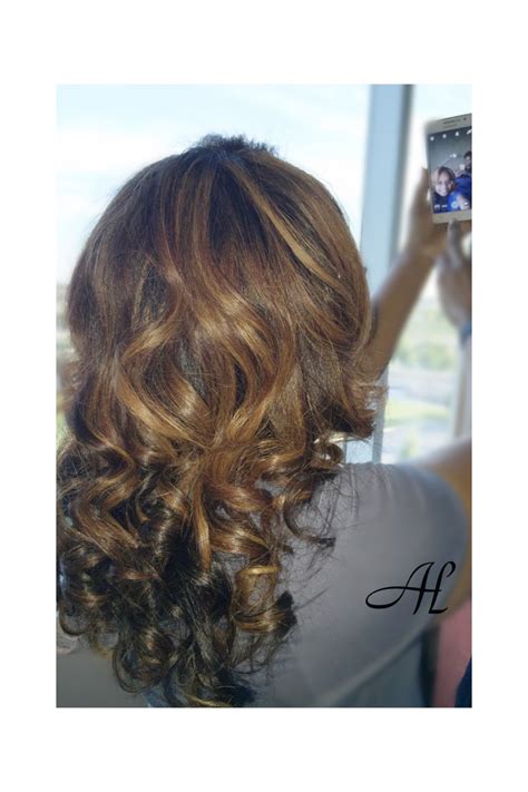 Long Layers African American Natural Hair Ombré Balayage And Base Color