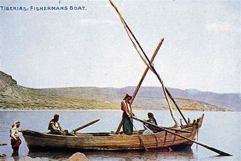 Fishing Boat On Sea Of Galilee Circa 1920 Old Postcard Tiberias