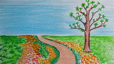 Simple Coloured Landscape Drawing Copying A Landscape Drawing That