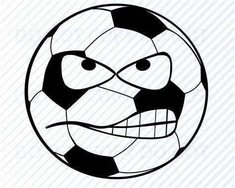 a soccer ball with an angry face drawn on it