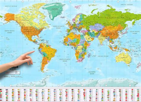 Carte du monde XXL affiche géante carte format poster 140 x 100 cm avec