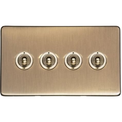 Heritage Brass Vintage Antique Brass 4 Gang 20a Switch With Antique