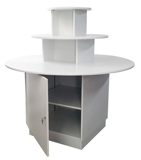 Three Tier Round Display Table With Storage Fixture Case Table