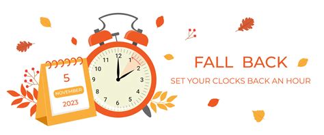 Daylight Saving Time Ends Concept Banner Fall Back Time Allarm Clock