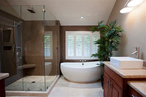 Bedroom and bath, all in one. Carlsbad Master Bath - Contemporary - Bathroom - San Diego - by Coastal Designs Inc.