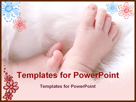 Infant Baby Feet On A White Furry Blanket Powerpoint Template